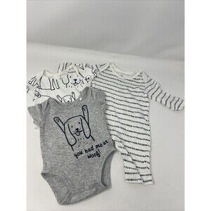 Oliver & Rain Organic Cotton Layette 3 Piece Bundle Newborn Puppies Dogs